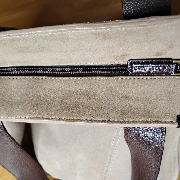 Cole Haan Tan and Brown Suede And Dark Leather Tote Bag - Picture 6 of 9